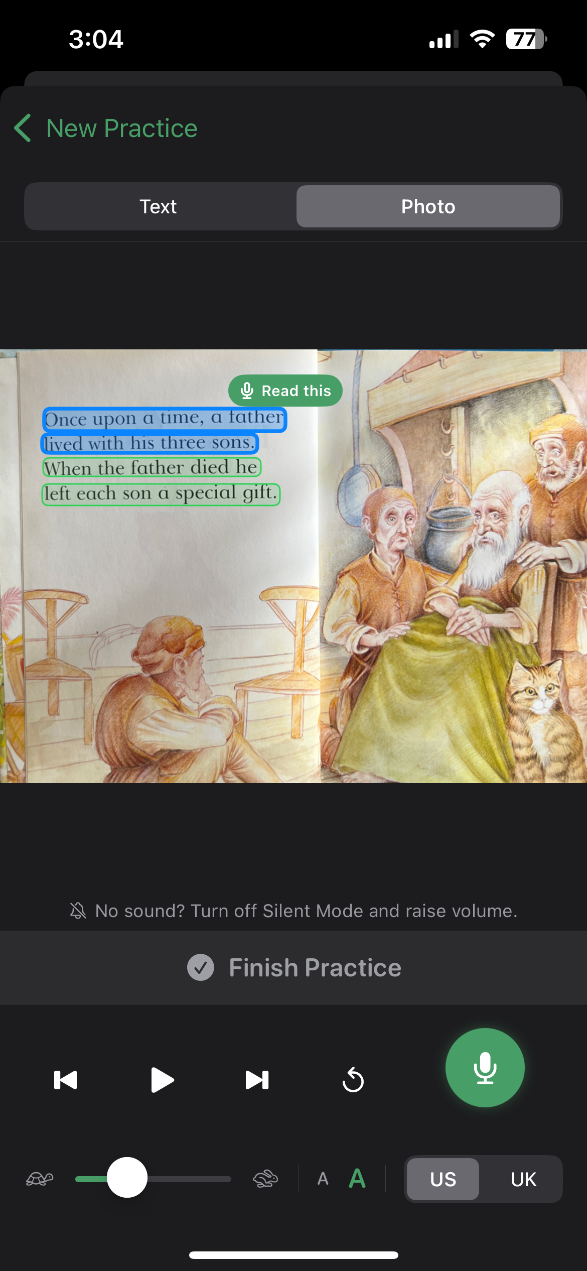 Tap any sentence on your book image to hear it read aloud